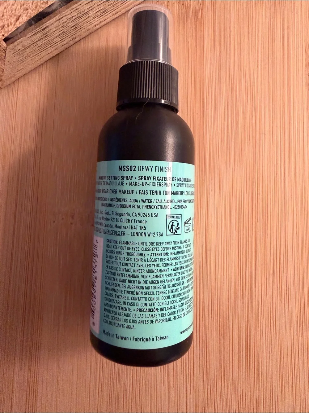 NYX Professional Makeup setting spray provides a dewy finish